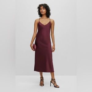 Boss Satin Midi Slip Dress